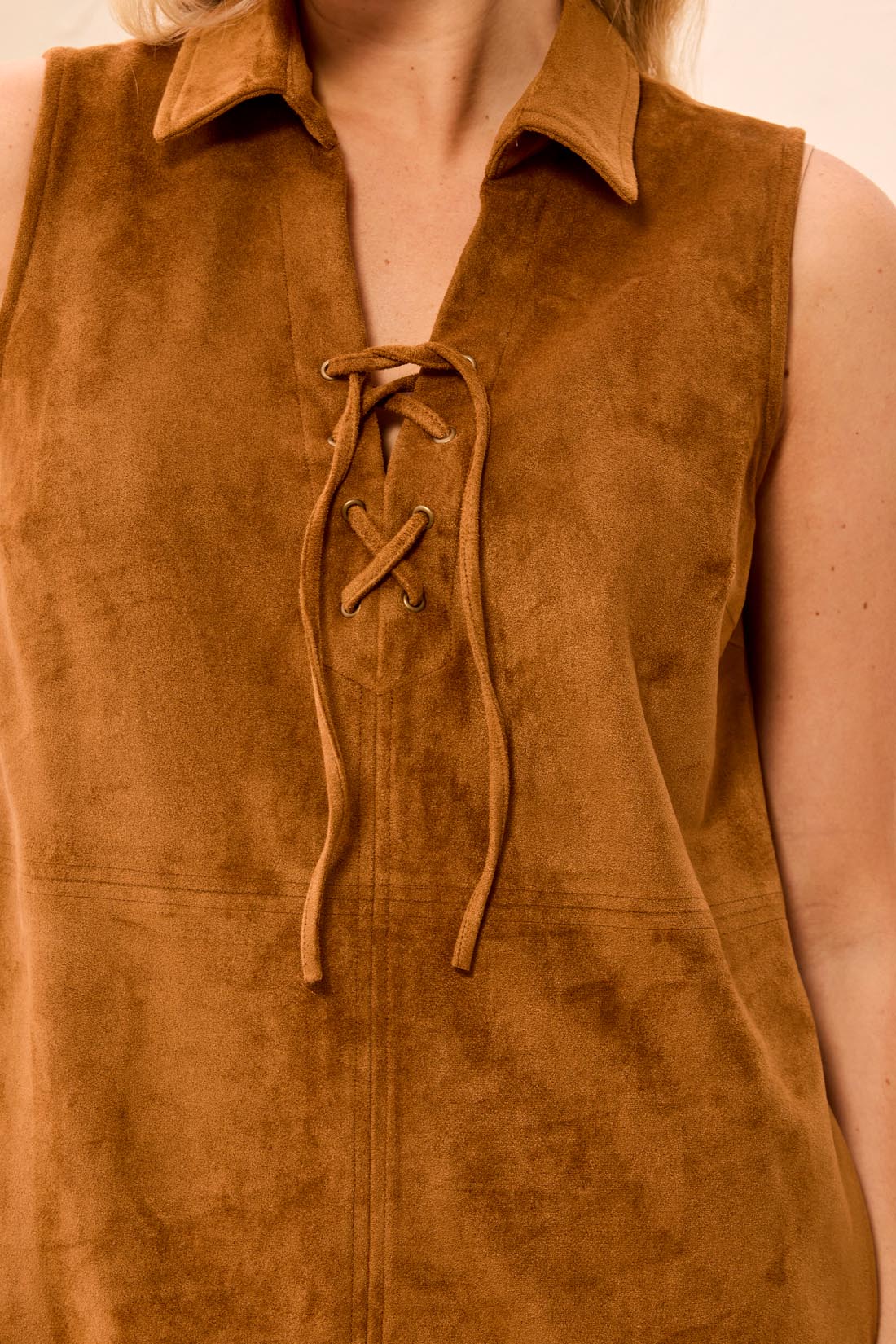 Faux Suede Lace Up Dress