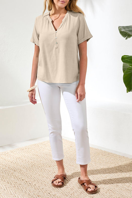 Linen Notch Neck Top