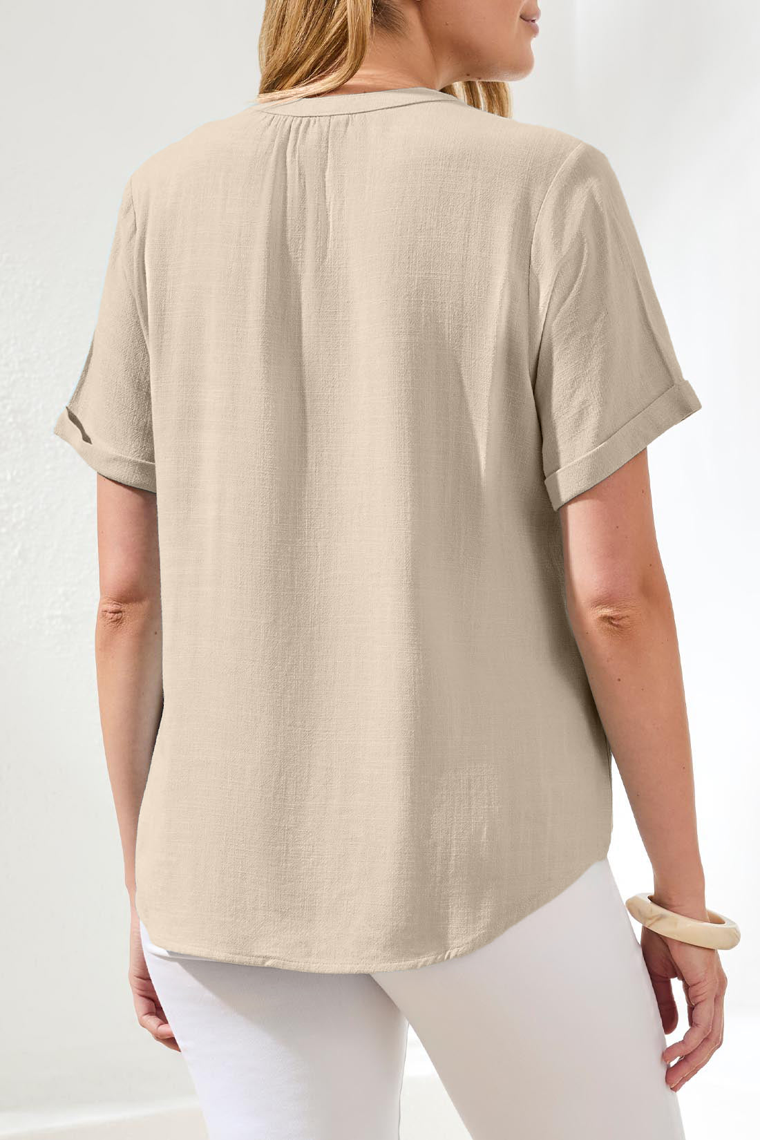 Linen Notch Neck Top