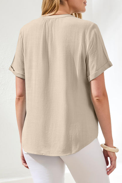 Linen Notch Neck Top